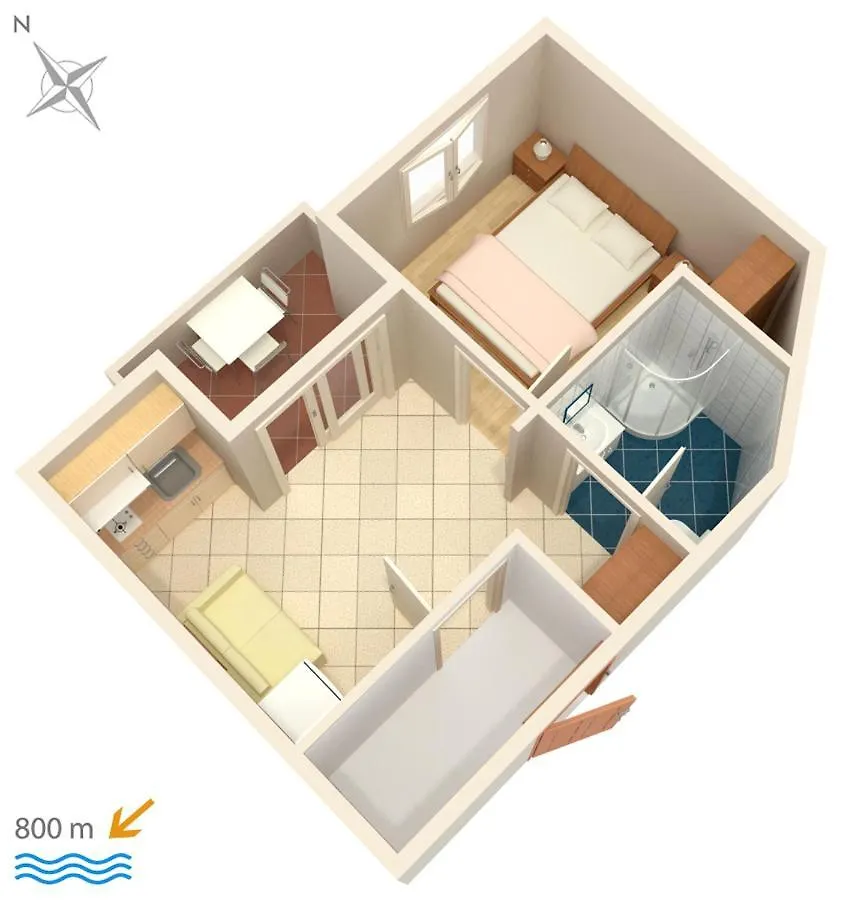 Apartment Njivice 5458F